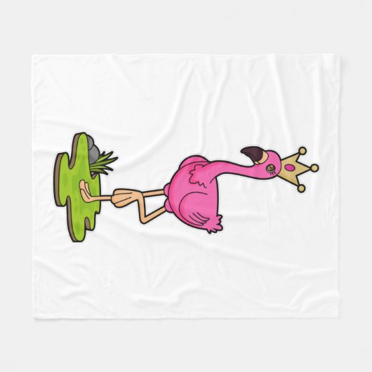 Flamingo als prinses met Kroon Fleece Deken (Voorkant (Horizontaal))