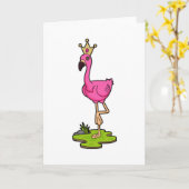 Flamingo als Prinses met Kroon Kaart (Gele Bloem)