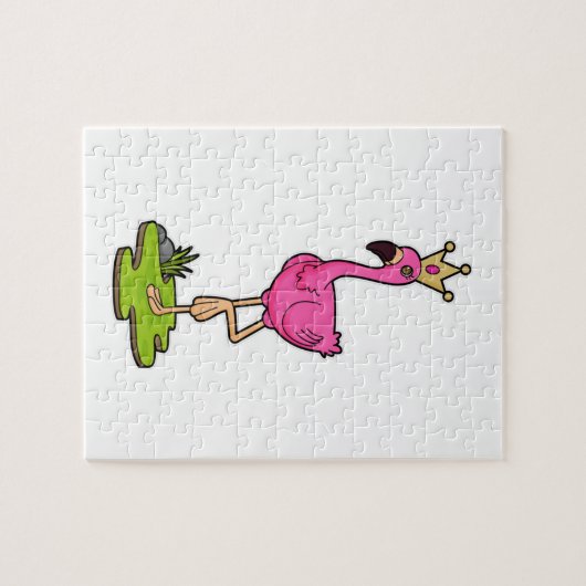 Flamingo als prinses met Kroon Legpuzzel (Horizontaal)