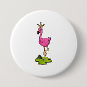 Flamingo als prinses met Kroon Ronde Button 7,6 Cm (Voorkant)