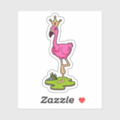 Flamingo als prinses met Kroon Sticker (Vel)