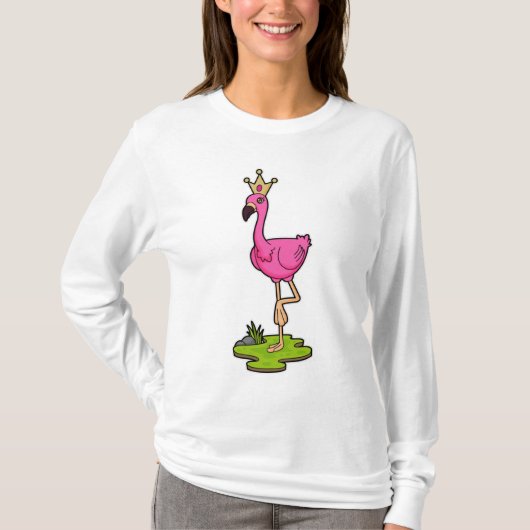 Flamingo als prinses met Kroon T-shirt (Voorkant)