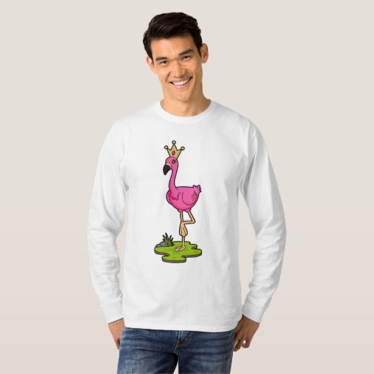 Flamingo als prinses met Kroon T-shirt (Voorkant volledig)