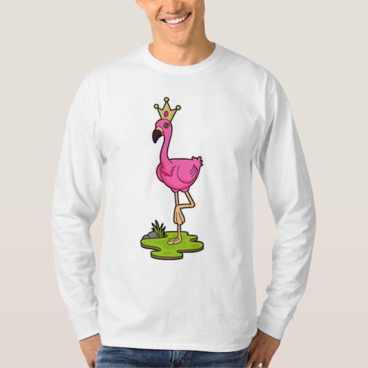 Flamingo als prinses met Kroon T-shirt (Voorkant)