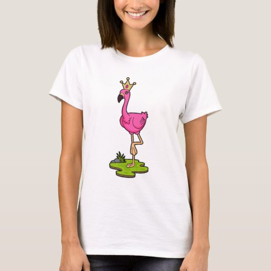 Flamingo als prinses met Kroon T-shirt (Voorkant)
