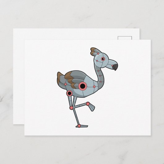 Flamingo als Robot Briefkaart (Voorkant / Achterkant)