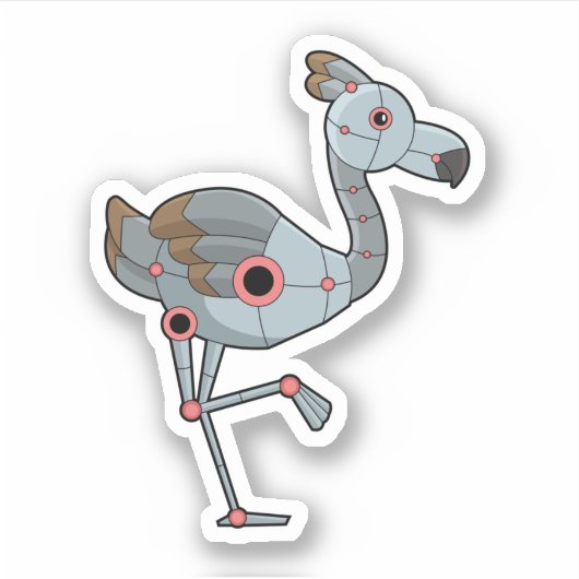 Flamingo als Robot Sticker (Voorkant)