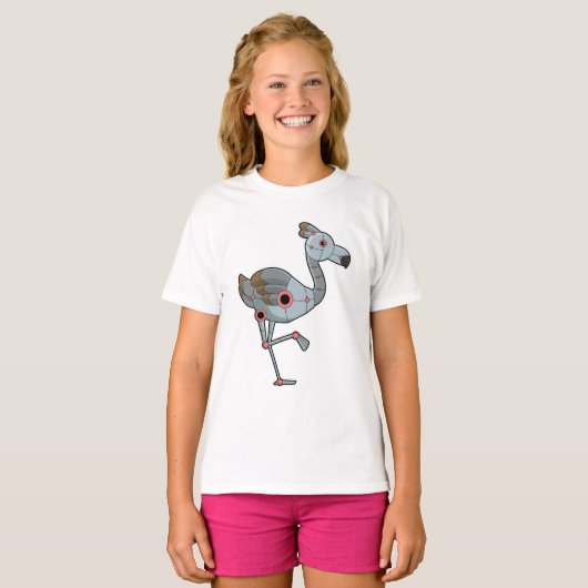 Flamingo als Robot T-shirt (Voorkant volledig)