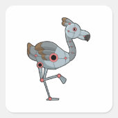 Flamingo als Robot Vierkante Sticker (Voorkant)