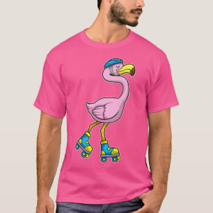 Flamingo als Schaatser met Schaatsen Helm T-shirt