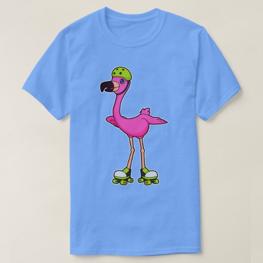 Flamingo als Skater met Roller schaatsen Helm T-shirt (Design voorkant)