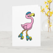 Flamingo als Skater met Schaatsen en Helm Kaart (Gele Bloem)