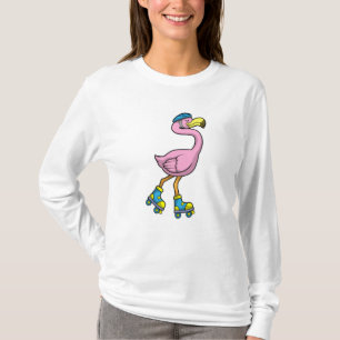 Flamingo als Skater met Schaatsen en helm T-shirt