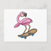 Flamingo als Skater met Skateboard Briefkaart (Voorkant)