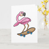 Flamingo als Skater met Skateboard Kaart (Gele Bloem)