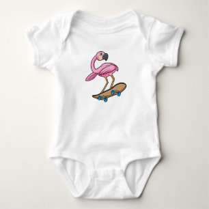 Flamingo als Skater met Skateboard Romper