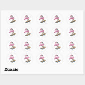 Flamingo als Skater met Skateboard Ronde Sticker (Vel)