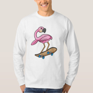 Flamingo als Skater met Skateboard T-shirt