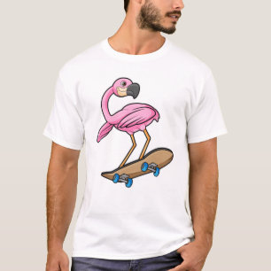Flamingo als Skater met Skateboard T-shirt