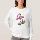 Flamingo als Skater met Skateboard T-shirt (Voorkant)