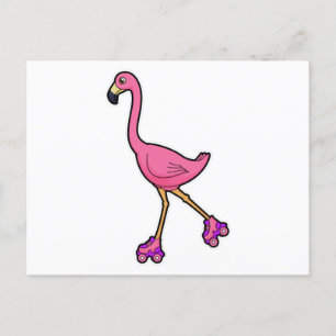 Flamingo als Skater met Skeelers Briefkaart