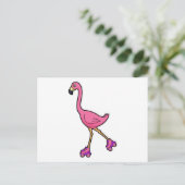 Flamingo als Skater met Skeelers Briefkaart (Staand voorkant)