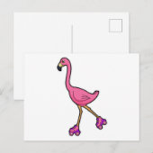 Flamingo als Skater met Skeelers Briefkaart (Voorkant / Achterkant)