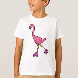 Flamingo als Skater met Skeelers T-shirt