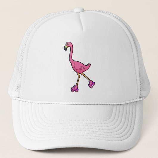 Flamingo als Skater met Skeelers Trucker Pet (Voorkant)