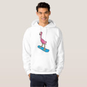 Flamingo als Snowboarder met Snowbaord Hoodie (Voorkant volledig)