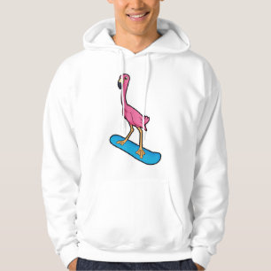 Flamingo als Snowboarder met Snowbaord Hoodie