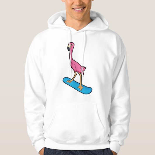 Flamingo als Snowboarder met Snowbaord Hoodie (Voorkant)