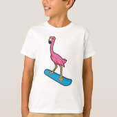 Flamingo als Snowboarder met Snowbaord T-shirt (Voorkant)