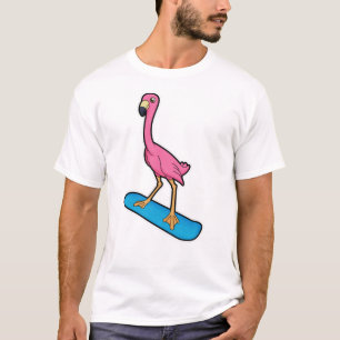 Flamingo als Snowboarder met Snowbaord T-shirt