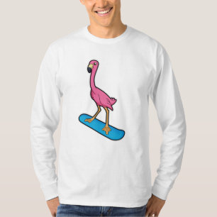 Flamingo als Snowboarder met Snowbaord T-shirt