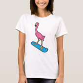 Flamingo als Snowboarder met Snowbaord T-shirt (Voorkant)