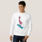 Flamingo als Snowboarder met Snowbaord Trui (Voorkant volledig)