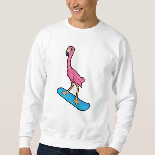 Flamingo als Snowboarder met Snowbaord Trui (Voorkant)