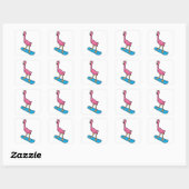 Flamingo als Snowboarder met Snowbaord Vierkante Sticker (Vel)