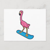 Flamingo als snowboarder met snowboard briefkaart (Voorkant)