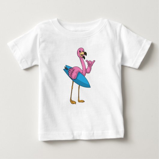 Flamingo als Surfer met Surfboard (Voorkant)