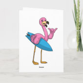 Flamingo als Surfer met Surfboard Kaart (Achterkant)