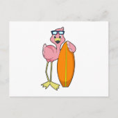 Flamingo als Surfer met Surfboard.PNG Briefkaart (Voorkant)