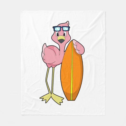 Flamingo als Surfer met Surfboard.PNG Fleece Deken (Voorkant)