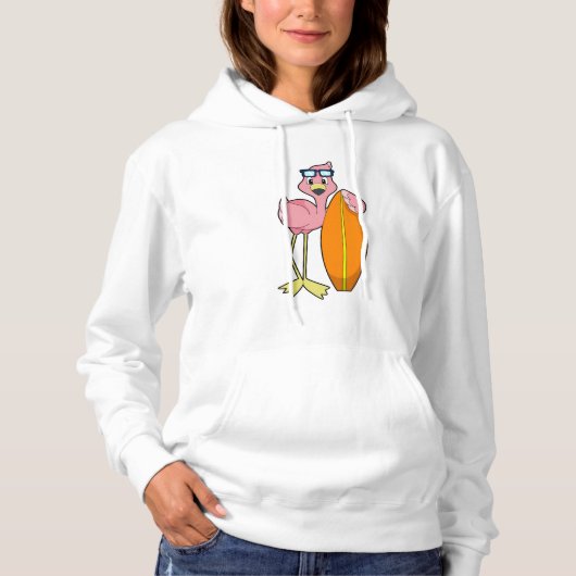 Flamingo als Surfer met Surfboard.PNG Hoodie (Voorkant)