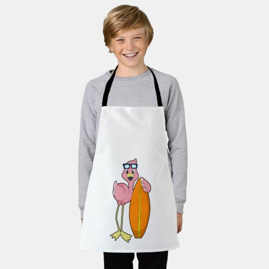 Flamingo als Surfer met Surfboard.PNG Schort (Gedragen)