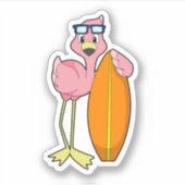 Flamingo als Surfer met Surfboard.PNG Sticker (Voorkant)