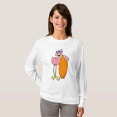 Flamingo als Surfer met Surfboard.PNG T-shirt (Voorkant volledig)