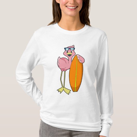 Flamingo als Surfer met Surfboard.PNG T-shirt (Voorkant)