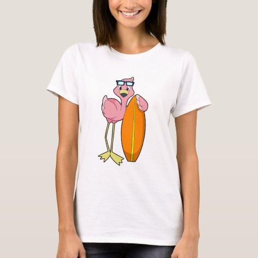 Flamingo als Surfer met Surfboard.PNG T-shirt (Voorkant)
